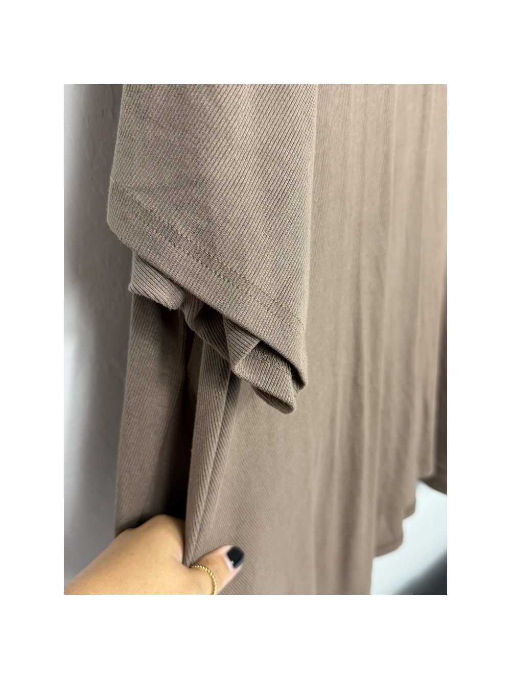 Foxy Kind Taupe Oversized Pocket Tunic Dress Xl Soft Ribbed Boho Lagenlook Nwt — image 8 of 8
